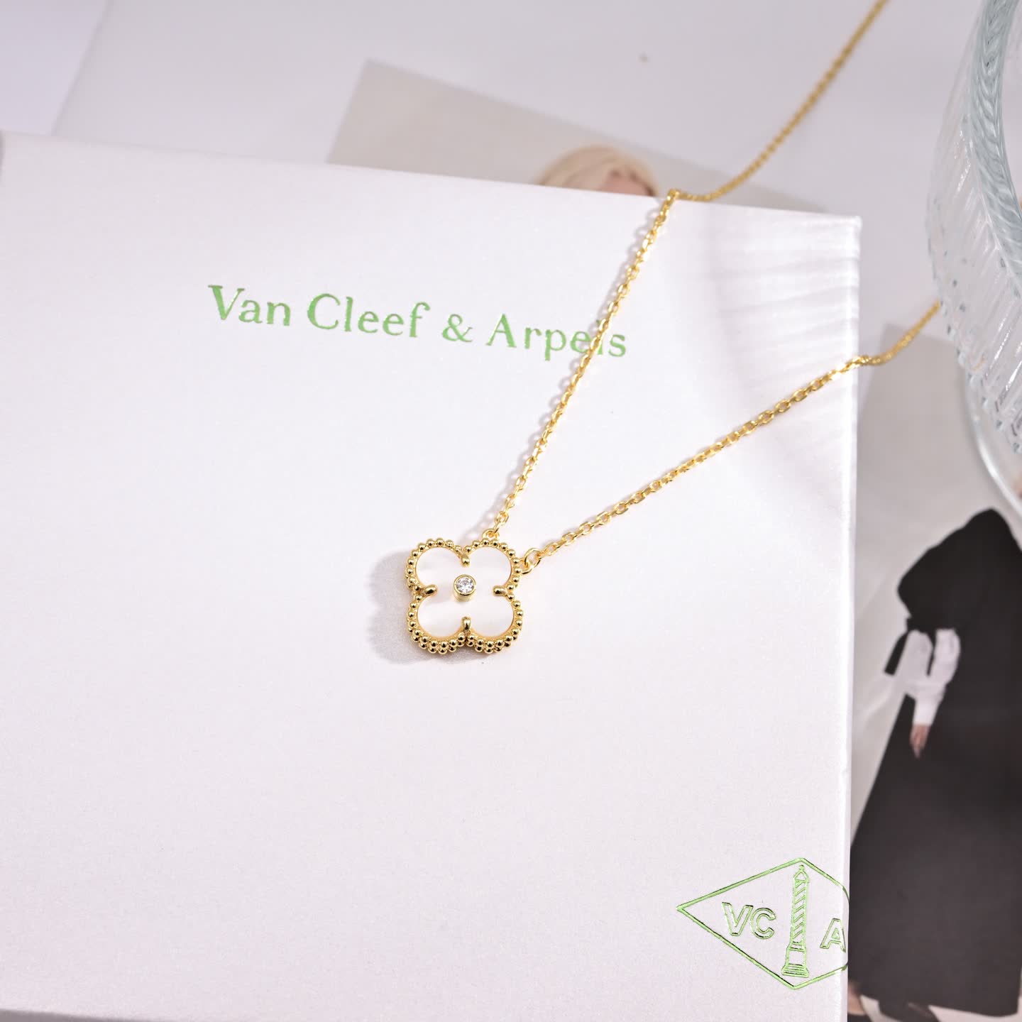 Van Cleef & Arpels Alhambra Gold Plated Enamel Clover Necklaces